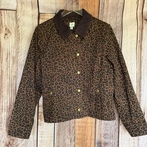 J.Crew Factory Field Jacket Roasted Cocoa Black Leopard Safari Cotton Medium NWT